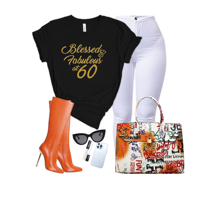 Blessed and Fabulous Birthday 60th Women Shirt Black Tee