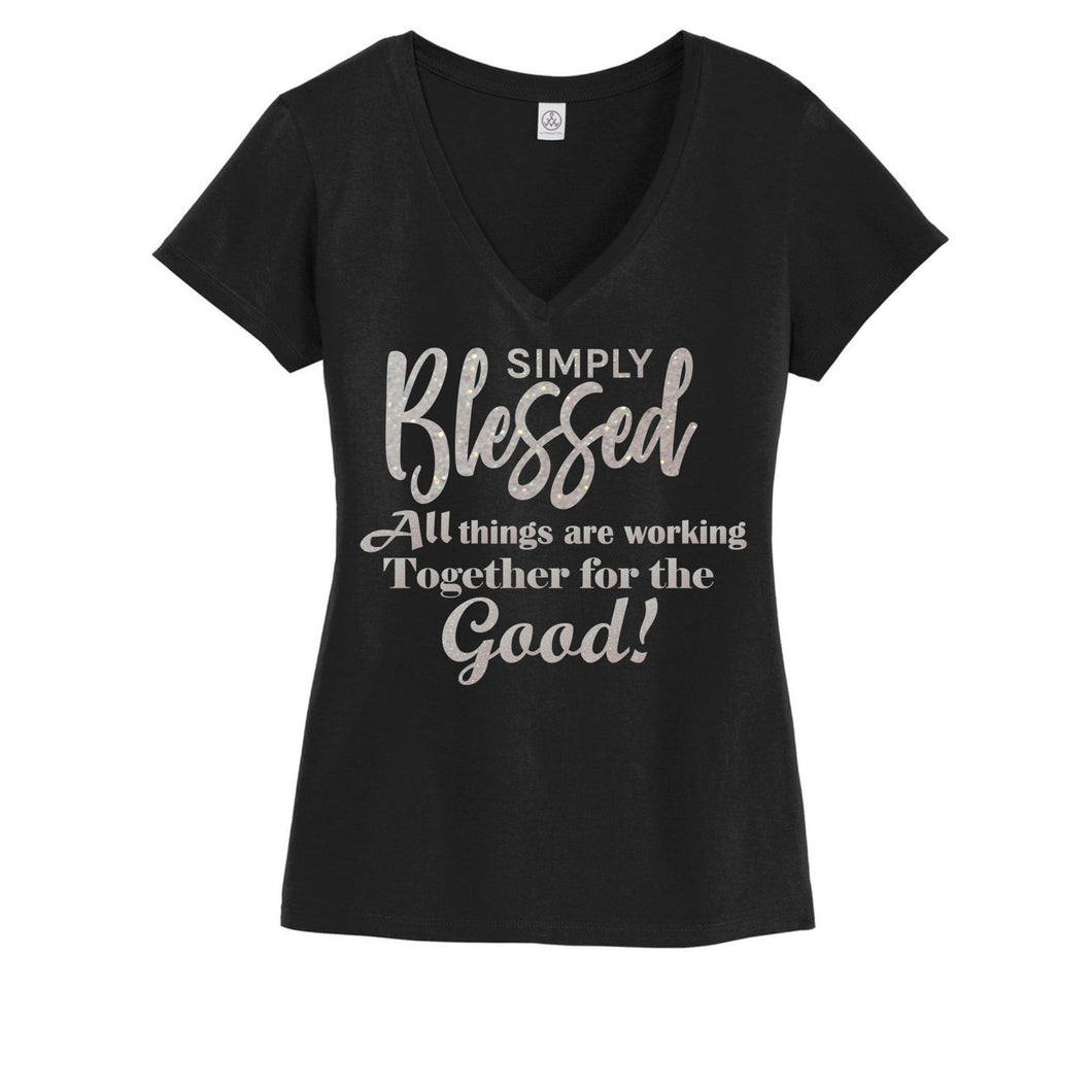 Christian Blessed Glitter Women Faith Shirt