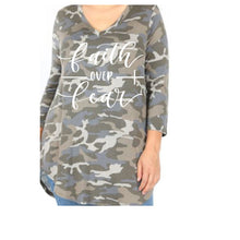 Load image into Gallery viewer, Rayon Camouflage print 3/4 sleeve v neck
