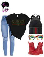 Load image into Gallery viewer, Queen Rhinestone Black Women Unisex Tee
