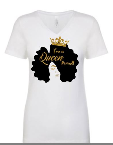 Women Queen SHIRT with Gold bling glitter and black women to